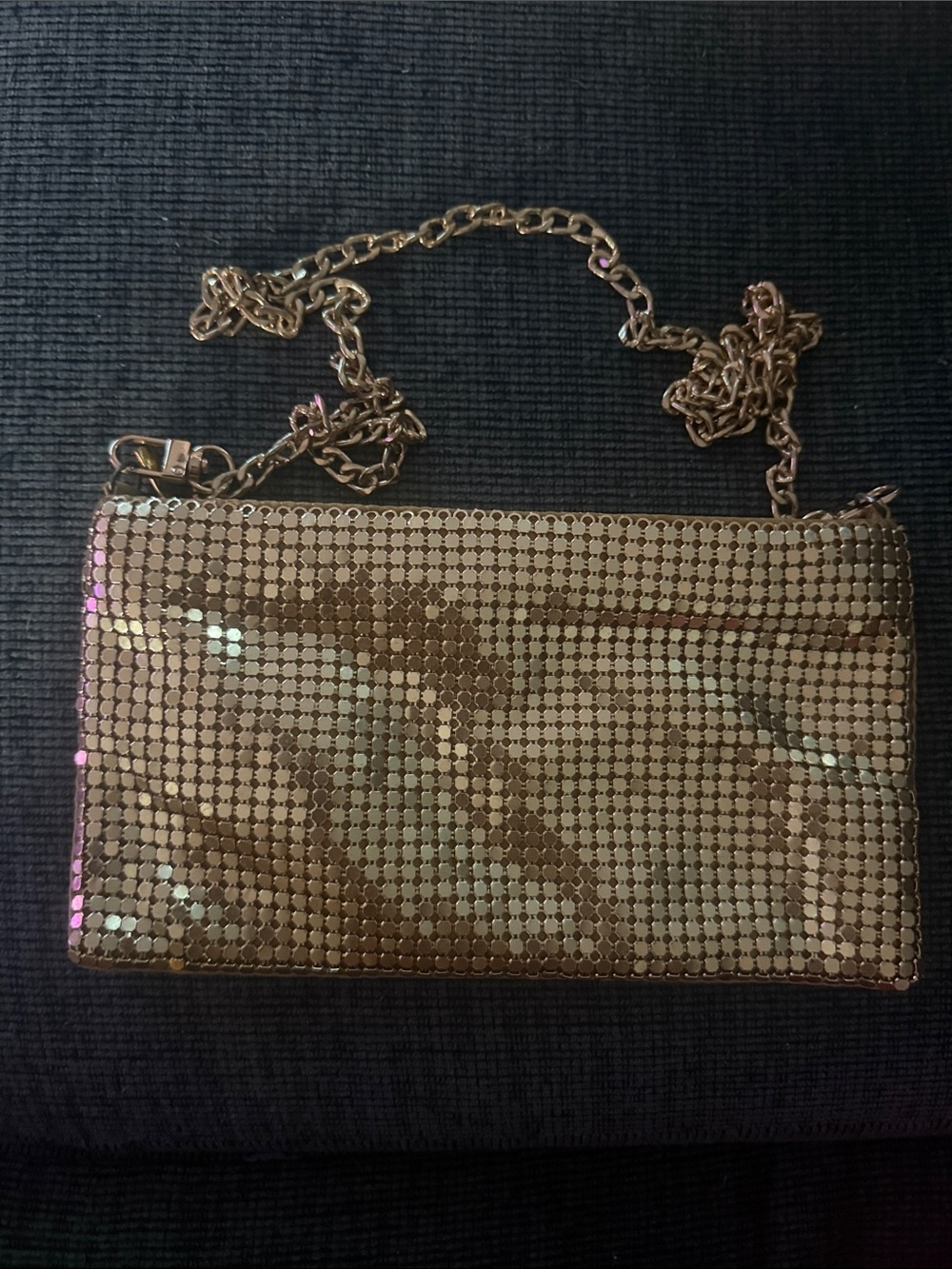 Gold Sequin Chain Wristlet Clutch